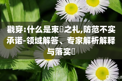 戳穿:什么是束脩之禮,防范不實(shí)承諾-領(lǐng)域解答、專家解析解釋與落實(shí)?